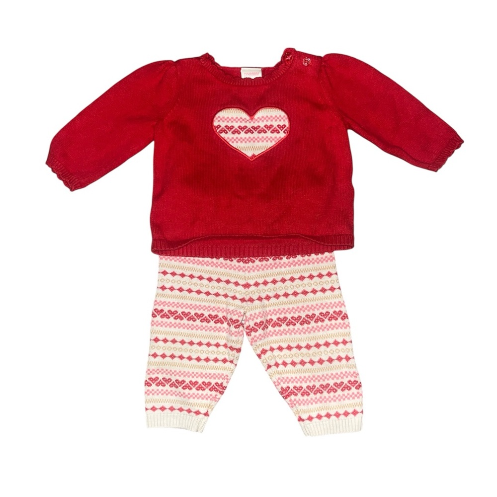 Gymboree Festive Red and White Sweater Pant Set with Heart Design - Picture 1 of 3